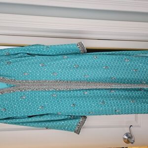 Teal Kameez 3 Piece Suit